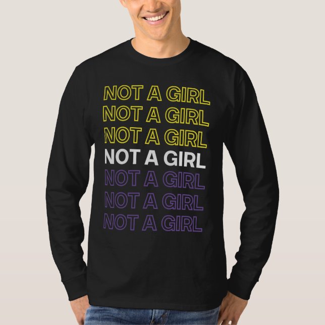 Not A Girl Nonbinary Pride Flag For Enby T Shirt (Framsida)