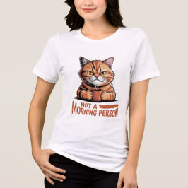 Not A Morning Person Grumpy Orange Cat Funny Women T Shirt