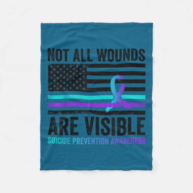 Not All Wounds Are Visible American Flag Suicide P Fleecefilt (Framsidan)
