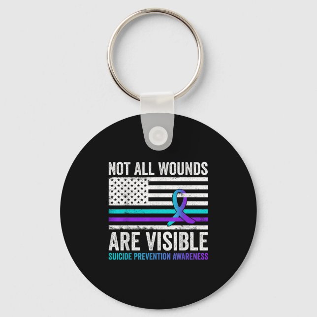 Not All Wounds Are Visible American Flag Suicide P Nyckelring (Framsida)