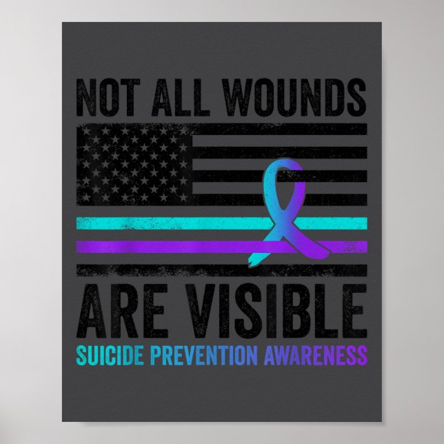Not All Wounds Are Visible American Flag Suicide P Poster (Framsidan)