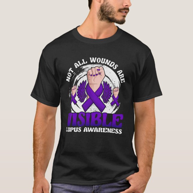 Not All Wounds Are Visible Lupus Warrior Purple Ri T Shirt (Framsida)