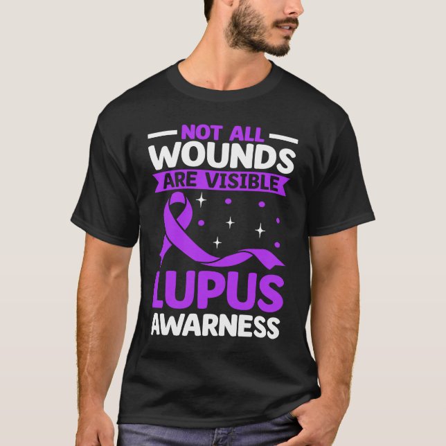 Not All Wounds Are Visible Purple Lupus Awareness  T Shirt (Framsida)