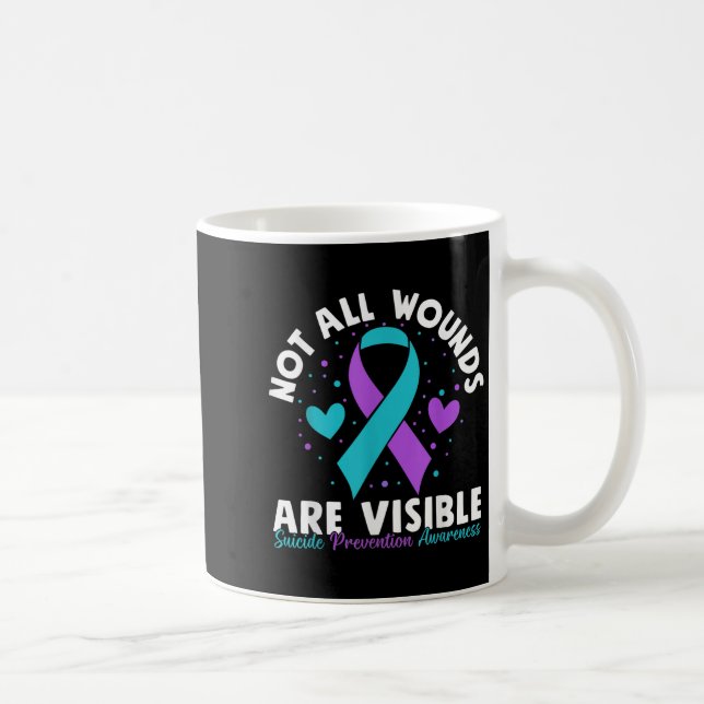Not All Wounds Are Visible Suicide Awareness Menta Kaffemugg (Höger)