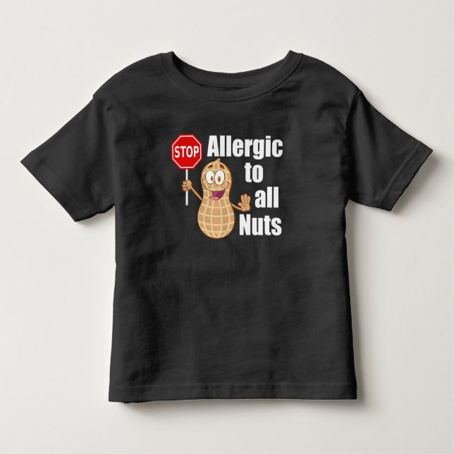 Nöt Allergy Awareness Peanut Warning T Shirt (Framsida)