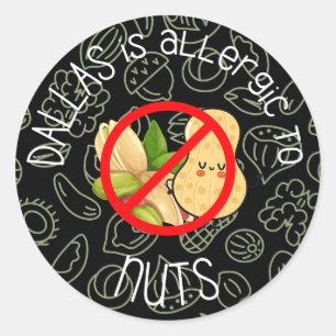 Nöt Allergy Sticker Runt Klistermärke