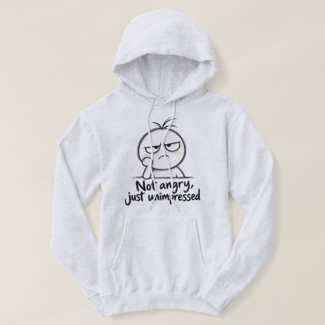 Not Angry, Just Unimpressed – Funny Grumpy Face Hoodie (Design framsida)