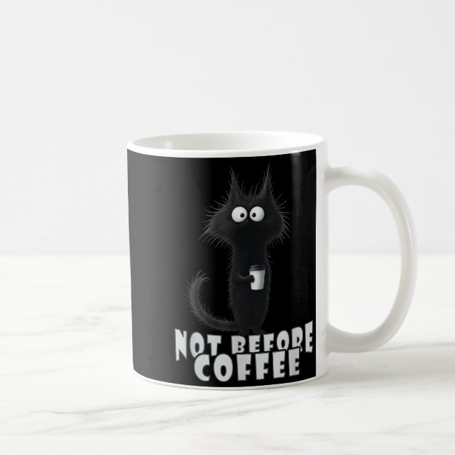 Not Before Coffee-tee Design – Funny Morning Cat A Kaffemugg (Höger)