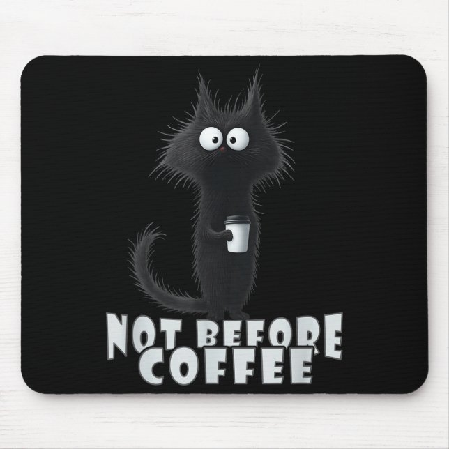 Not Before Coffee-tee Design – Funny Morning Cat A Musmatta (Framsidan)