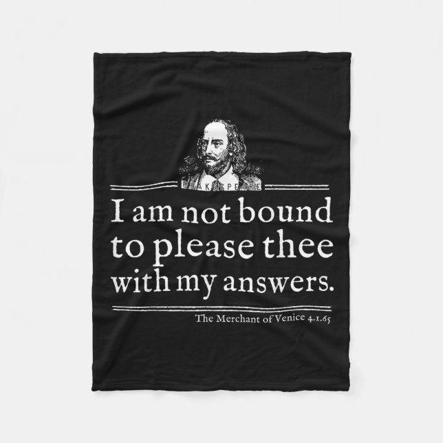 Not Bound To Please Shakespeare Quote Shirt Theate Fleecefilt (Framsidan)
