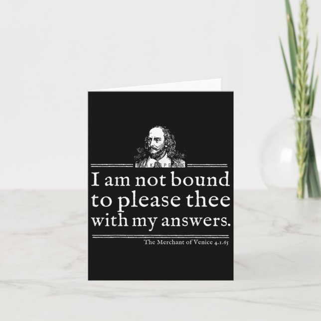 Not Bound To Please Shakespeare Quote Shirt Theate Kort (Framsida)