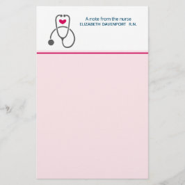 Not från sjukhuskop och hjärta brevpapper