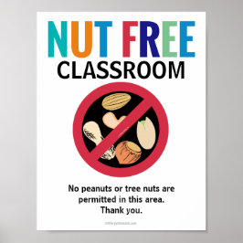 Nöt Free Area Classroom Customized Allergy School Poster
