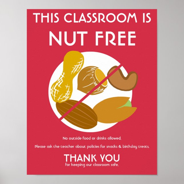 Nöt Free Classroom-skylt för skola eller daghem Poster (Framsidan)