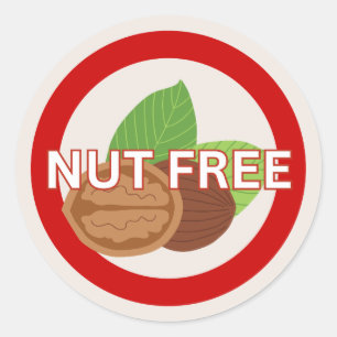 Nöt Free Food Allergy Alert Classic Runt Klistermärke