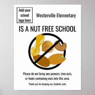 Nöt Free School Personlig Sign with Logotyp Poster