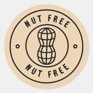 Nöt Free Sticker Allergy Alert Square eller Roun Runt Klistermärke
