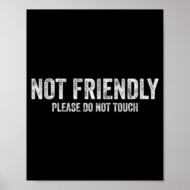Not Friendly Please Do Not Touch Funny Sarcastic Q Poster (Framsidan)