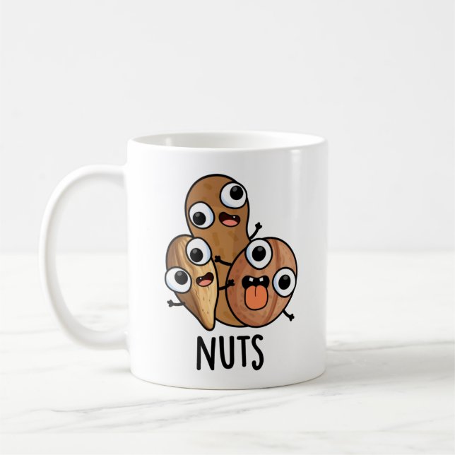 Nöt Funny Nutty Food Pun Kaffemugg (Vänster)