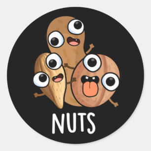 Nöt Funny Nutty Food Pun Mörk BG Runt Klistermärke