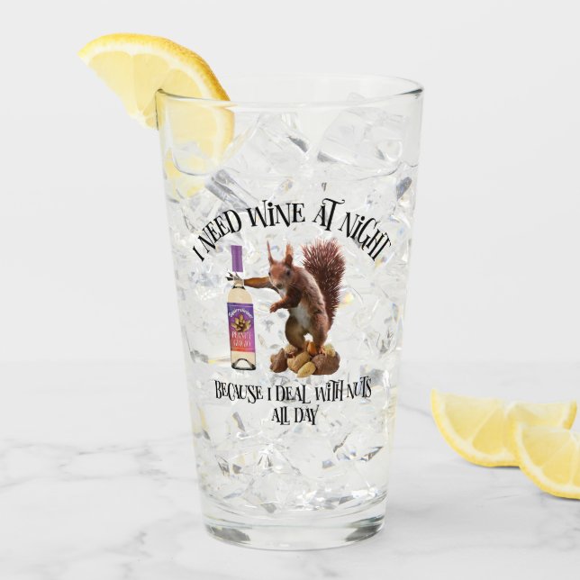 Nöt hela dagen - Lustigt ekorre Vin Drinker Glaskopp (Framsida Ice)