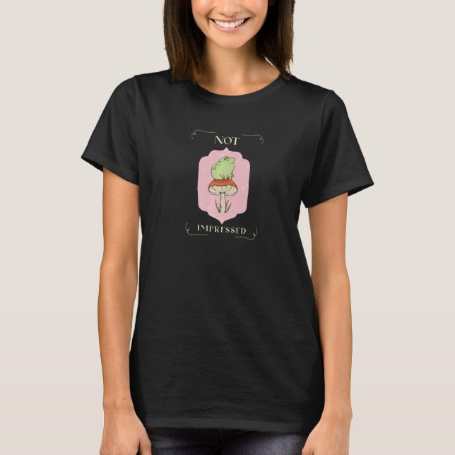 Not Impressed   Frog on Mushroom T Shirt (Framsida)