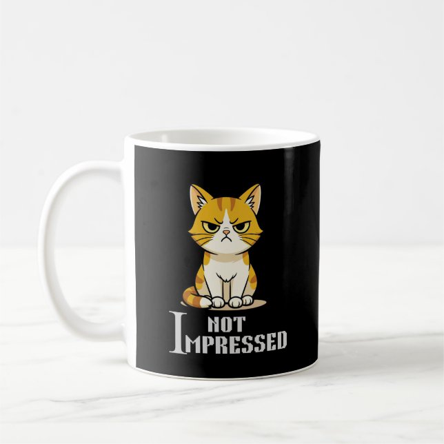 Not Impressed Grumpy Cat Funny Sarcastic Coffee Kaffemugg (Vänster)