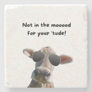 Not In the Mood Cow Marble Coaster Stenunderlägg