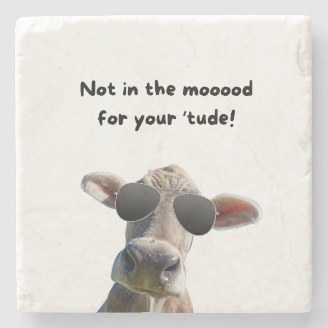 Not In the Mood Cow Marble Coaster Stenunderlägg (Framsidan)