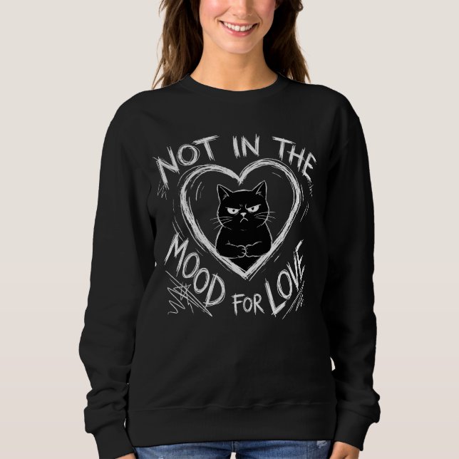 Not In The Mood For Love Grumpy Cat Sarcastic T Shirt (Framsida)