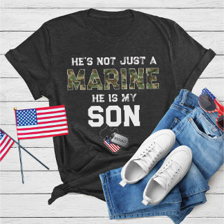 Not Just A Marine He's My Son Military Custom Name T Shirt