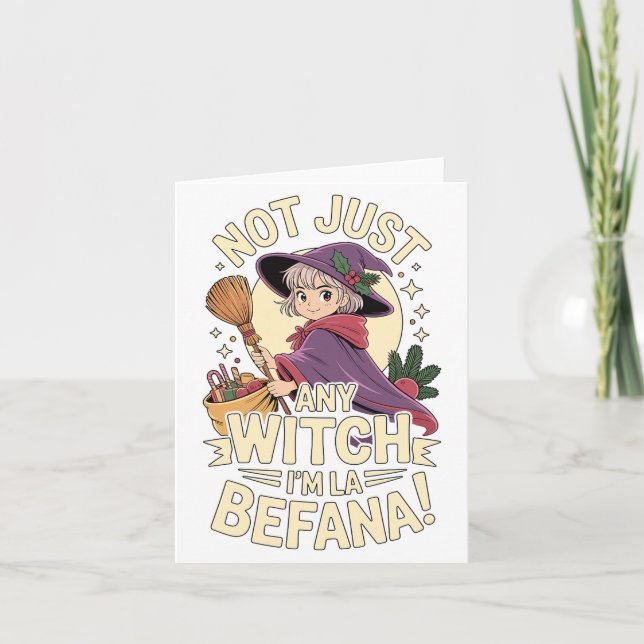 “not Just Any Witch, I’m La Befana” Funny Italian  Kort (Framsida)