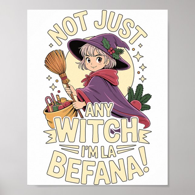 “not Just Any Witch, I’m La Befana” Funny Italian  Poster (Framsidan)