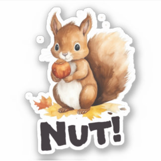 Nöt! Kute Squirrel - Höstårsetikett Klistermärken