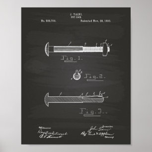 Nöt Lock 1893 Patent Art Chalkboard Poster