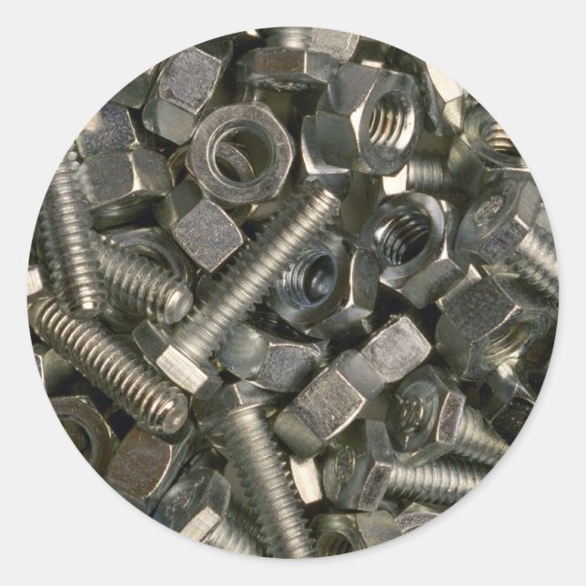 Nöt och bultar runt klistermärke (Framsida)