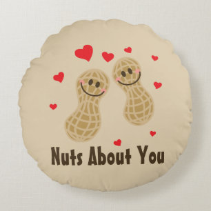 Nöt om dig Cute Peanuts Food Pun Humor Tecknad Rund Kudde