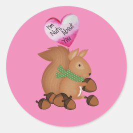 Nöt om dig Valentine Squirrel Sticker Runt Klistermärke