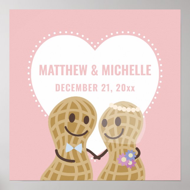 Nöt om varandras välkomnande av Rosa Bröllop Elega Poster (Framsidan)