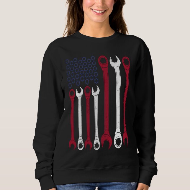 Nöt Sherd Wrench Mechanic Garage 4:e juli USA F T Shirt (Framsida)