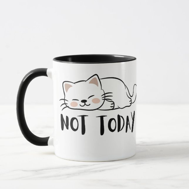 Not Today Cat Cute Funny Coffee Mug Mugg (Vänster)