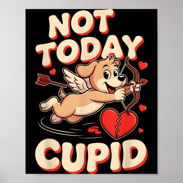 Not Today Cud Funny Puppy Anti Valentine Retro Car Poster (Framsidan)