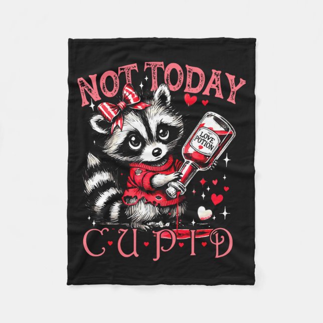 Not Today Cud Funny Raccoon Valentines Day Cute Ki Fleecefilt (Framsidan)