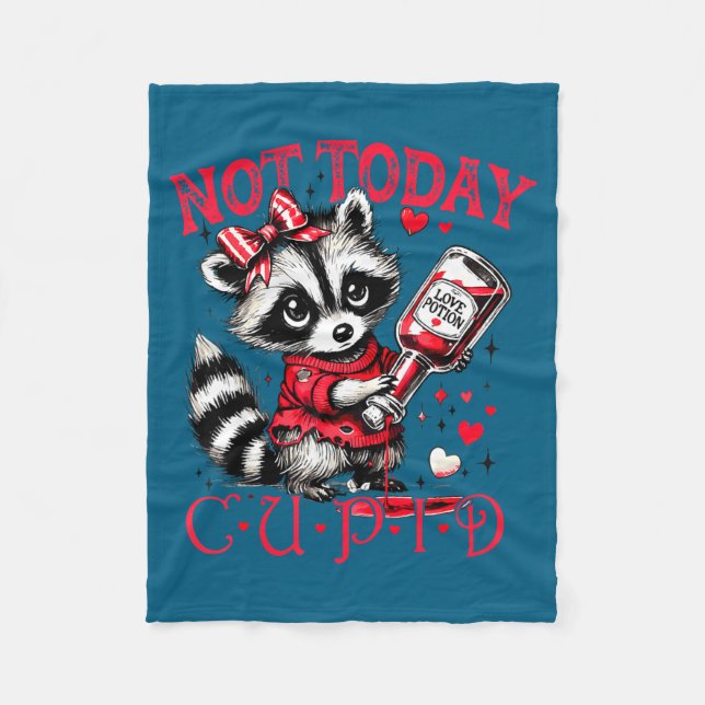 Not Today Cud Funny Raccoon Valentines Day Cute Ki Fleecefilt (Framsidan)