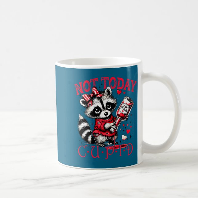 Not Today Cud Funny Raccoon Valentines Day Cute Ki Kaffemugg (Höger)