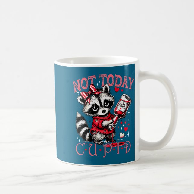 Not Today Cud Funny Raccoon Valentines Day Cute Ki Kaffemugg (Höger)