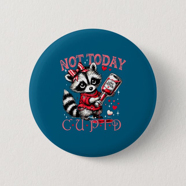 Not Today Cud Funny Raccoon Valentines Day Cute Ki Knapp (Framsida)