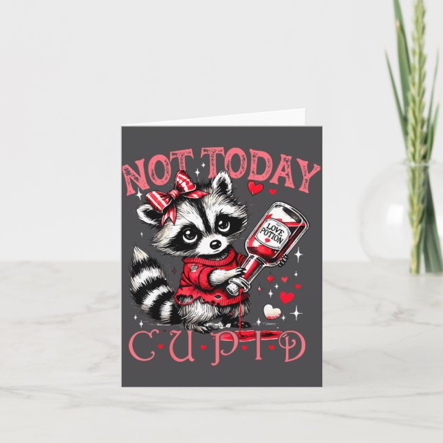 Not Today Cud Funny Raccoon Valentines Day Cute Ki Kort (Framsida)