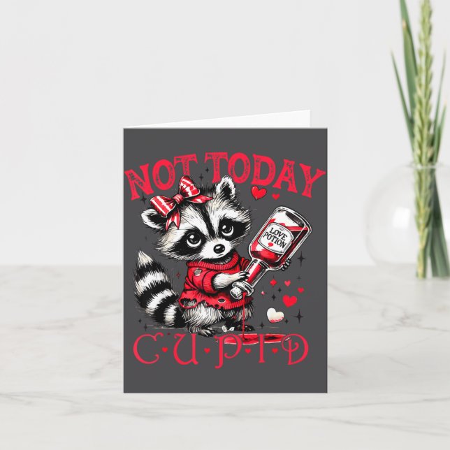 Not Today Cud Funny Raccoon Valentines Day Cute Ki Kort (Framsida)