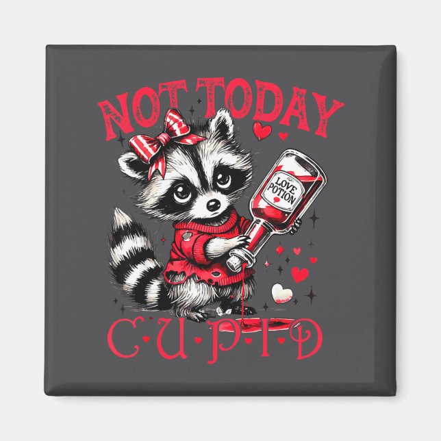 Not Today Cud Funny Raccoon Valentines Day Cute Ki Magnet (Framsidan)